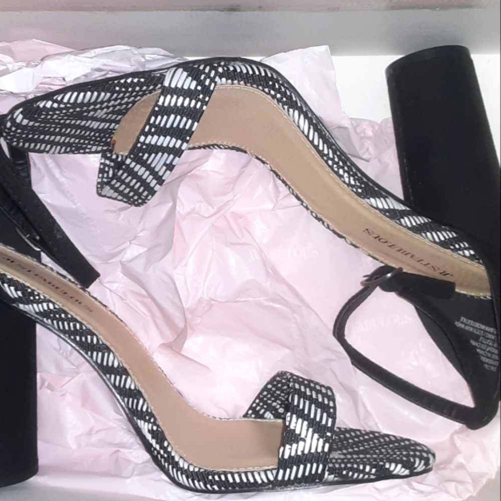 Justfab size 10 suede/tribal zigzag pattern 4inch heel dress sandals brand new